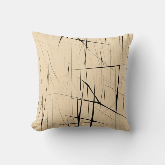 Simple Black and Beige Japandi Cushion (Front)