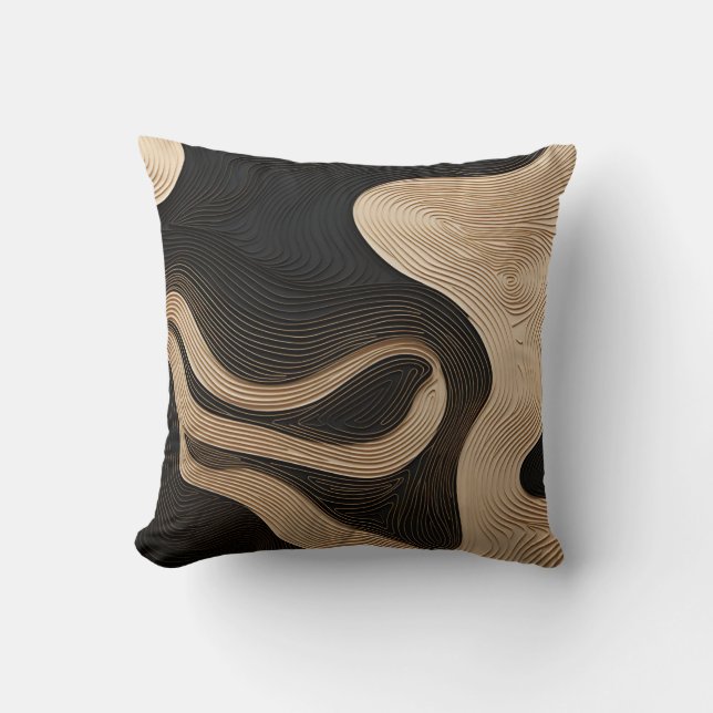 Simple Black and Beige Japandi Cushion (Front)