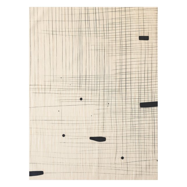 Simple Black and Beige Japandi Tablecloth (Front)