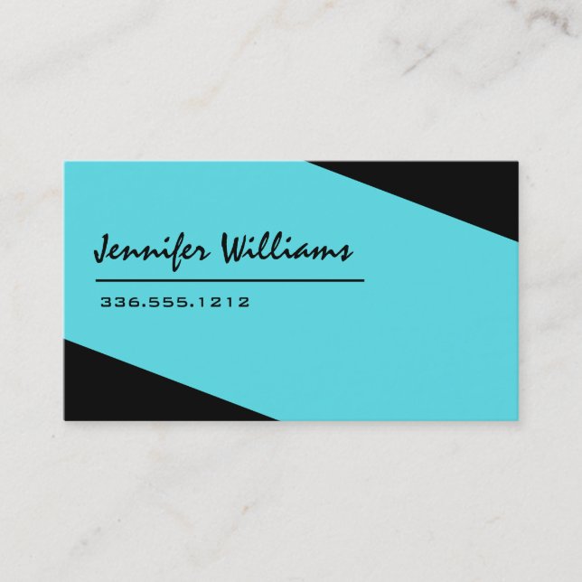 Simple Black and Blue Minimalist Business Card (Front)