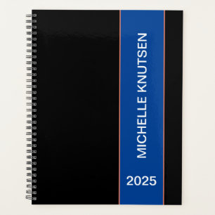 Simple Black and Blue Personalised  Planner 2025  