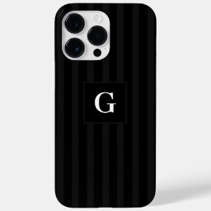 Simple black and Dark Grey Stripes Single Initial Case-Mate iPhone 14 Pro Max Case