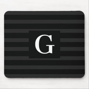 Simple black and Dark Grey Stripes Single Initial Mouse Pad