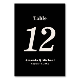 Simple Black and Ecru Beige Minimalist Wedding Table Number