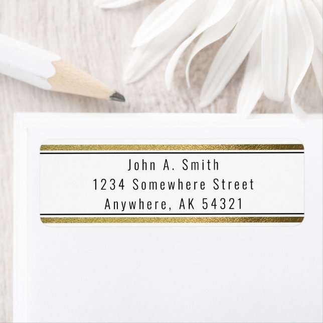 Simple Black and Gold Foil Return Address Label (Insitu)