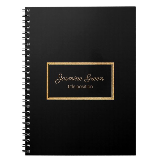 Simple Black And Gold Frame Notebook (Front)