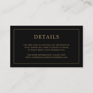 Simple Black and Gold Monogram Elegant Wedding Enclosure Card