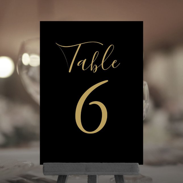 Simple Black And Gold Script Table Number (Simple Black And Gold Script Table Number)