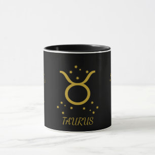 Simple Black and Gold Taurus Zodiac Coffee Mug