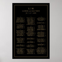 Simple Black and Gold Wedding Seating Chart