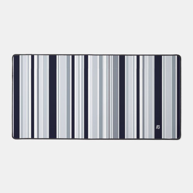 Simple Black and Greys Striped Desk Mat (Front)