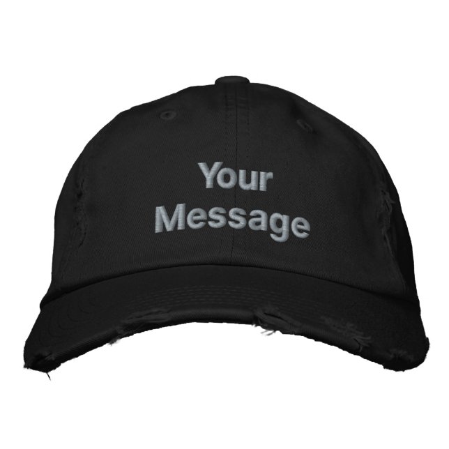 Simple Black and Light Grey Text Template Embroidered Hat (Front)