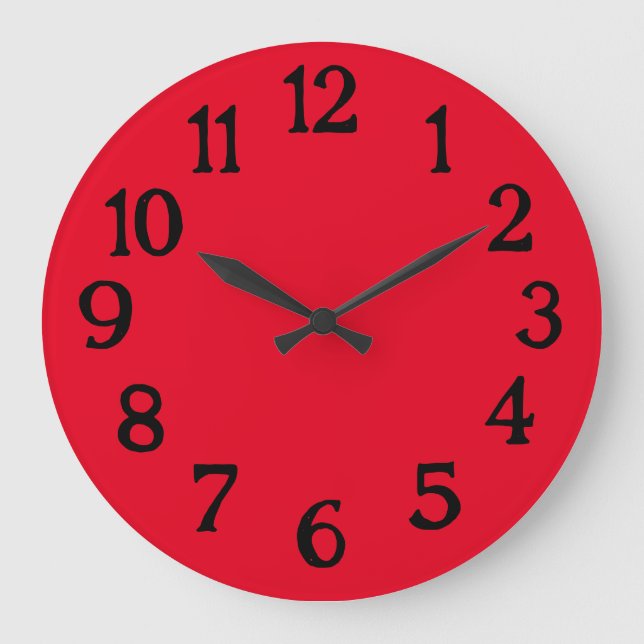 Simple Black and Red Normal Plain Clock (Front)