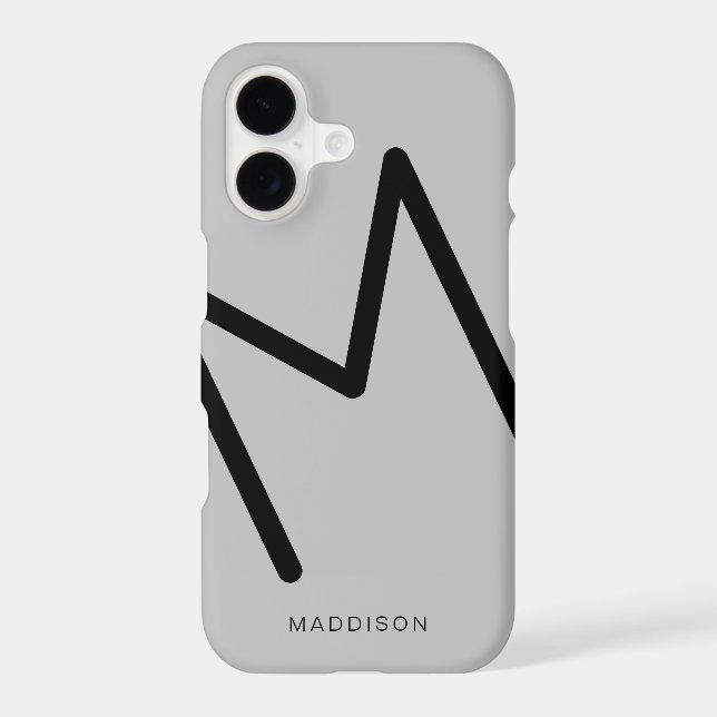 Simple Black and Silver Grey Monogram Abstract (Back)