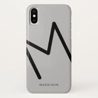 Simple Black and Silver Grey Monogram Abstract
