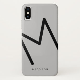 Simple Black and Silver Grey Monogram Abstract iPhone X Case