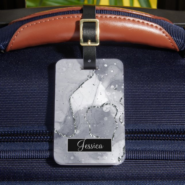 Simple Black and Silver  Luggage Tag (Front Insitu 2)