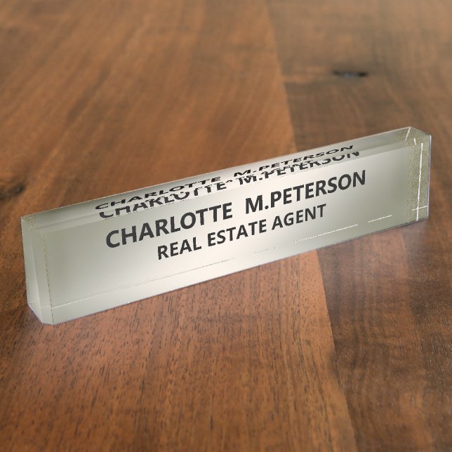 Simple Black And Silver Professional Nameplate (Side)