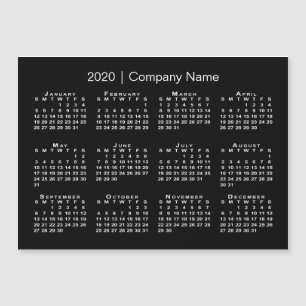 Simple Black and White 2020 Calendar Company Name
