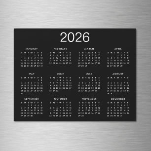 Simple Black And White 2022 Calendar Magnet
