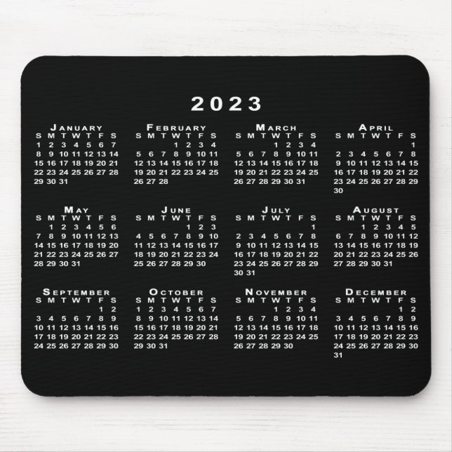 Simple Black and White 2023 Calendar Mouse Pad (Front)