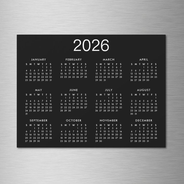 Simple Black And White 2026 Calendar Magnet (Creator Uploaded)