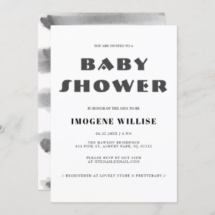 Simple Black and White Abstract Baby Shower Invitation