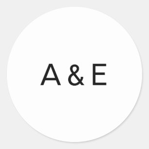 Simple Black and White Ampersand Monogram Wedding Classic Round Sticker