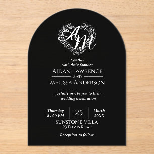 Simple Black and White Arch Wedding Acrylic Invitations