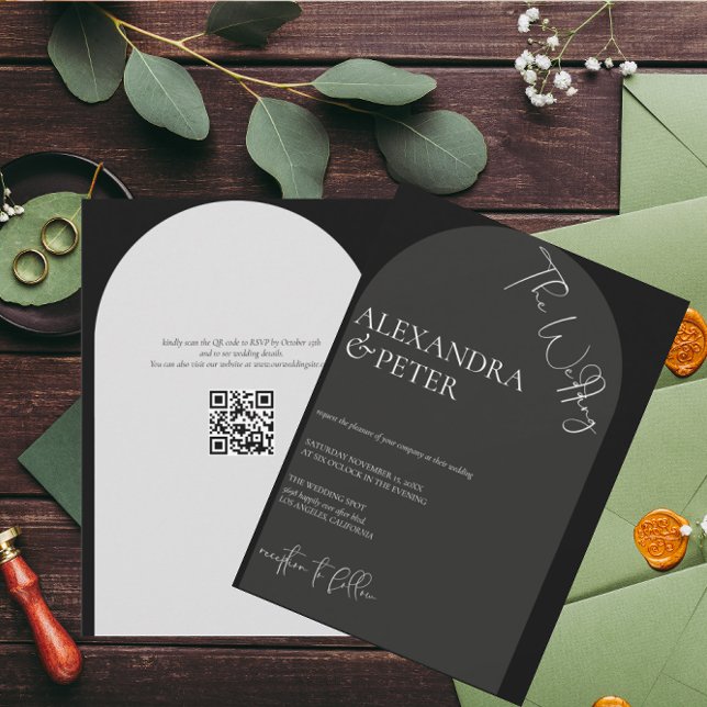 Simple Black and White | Arch Wedding Invitation (Creator Uploaded)