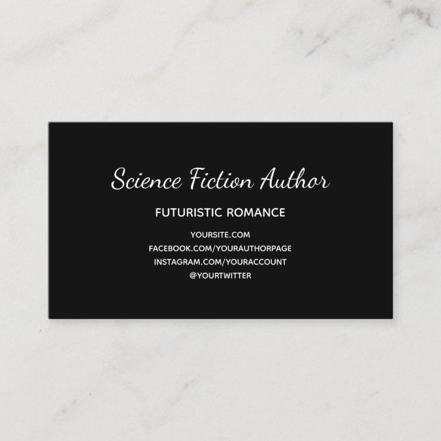 Simple Black and White Author Business Card (Front)