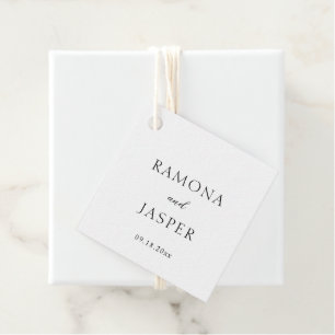 Simple Black and White Bold Modern Wedding Favour Tags
