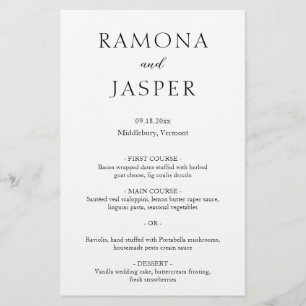 Simple Black and White Bold Modern Wedding Menu