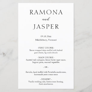 Simple Black and White Bold Modern Wedding Menu