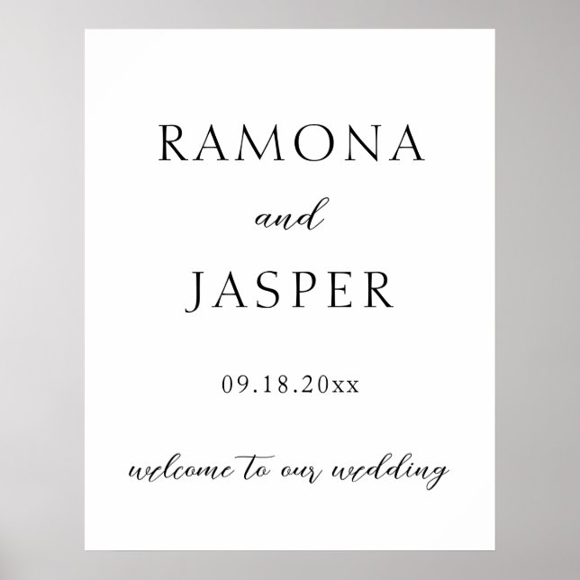 Simple Black and White Bold Modern Wedding Poster (Front)