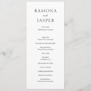 Simple Black and White Bold Modern Wedding Program