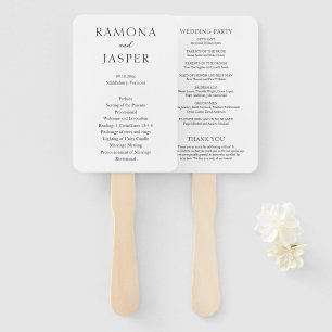 Simple Black and White Bold Modern Wedding Program Hand Fan