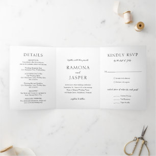 Simple Black and White Bold Modern Wedding Tri-Fold Invitation
