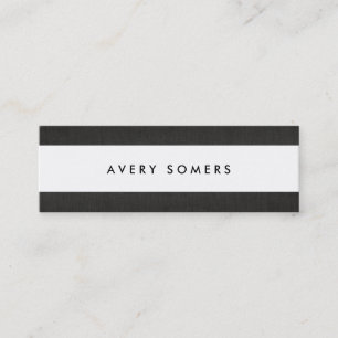 Simple Black and White Bold Stripe Stylish Mini Business Card