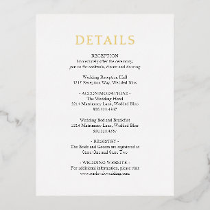 Simple Black and White Bold Wedding Foil RSVP Invitation Postcard