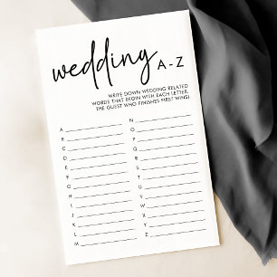 Simple Black and White Bridal Shower A-Z Game