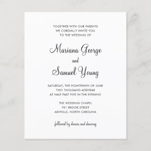 Simple Black and White Budget Wedding Invitation
