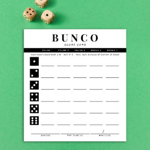 Simple Black and White Bunco Score Card Notepad