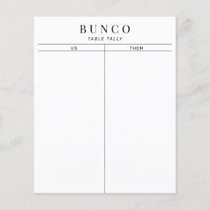 Simple Black and White Bunco Table Tally