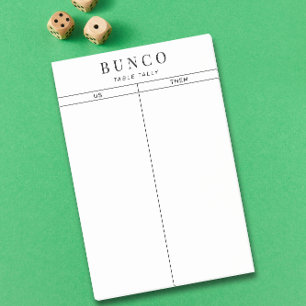 Simple Black and White Bunco Table Tally Post-it Notes