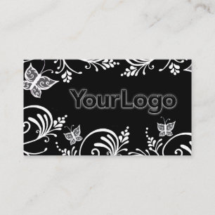 Simple Black and White Butterfly Minimalist Logo Business Card