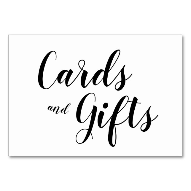 Simple Black and White Calligraphy Cards Gift Sign (Front)