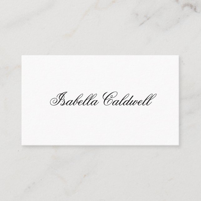 Simple Black and White Calligraphy Elegant Business Card (Front)