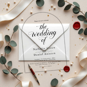 Simple Black and White Calligraphy Script Wedding Acrylic Invitations