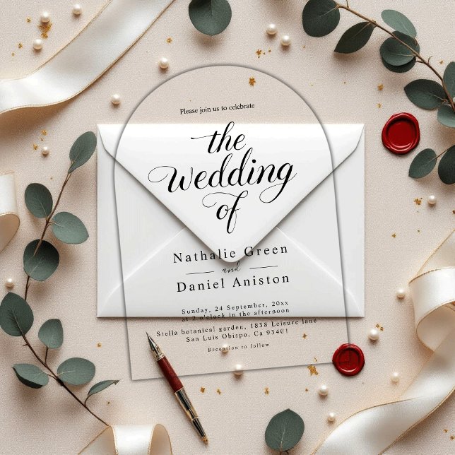 Simple Black and White Calligraphy Script Wedding Acrylic Invitations (Creator Uploaded)